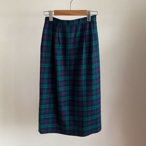 Vintage Plaid Wool Blend Skirt